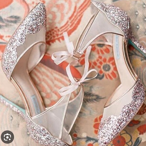 Betsey Johnson Shoes - Blue by Betsey Johnson Stela Champagne Glitter Heels Size 8